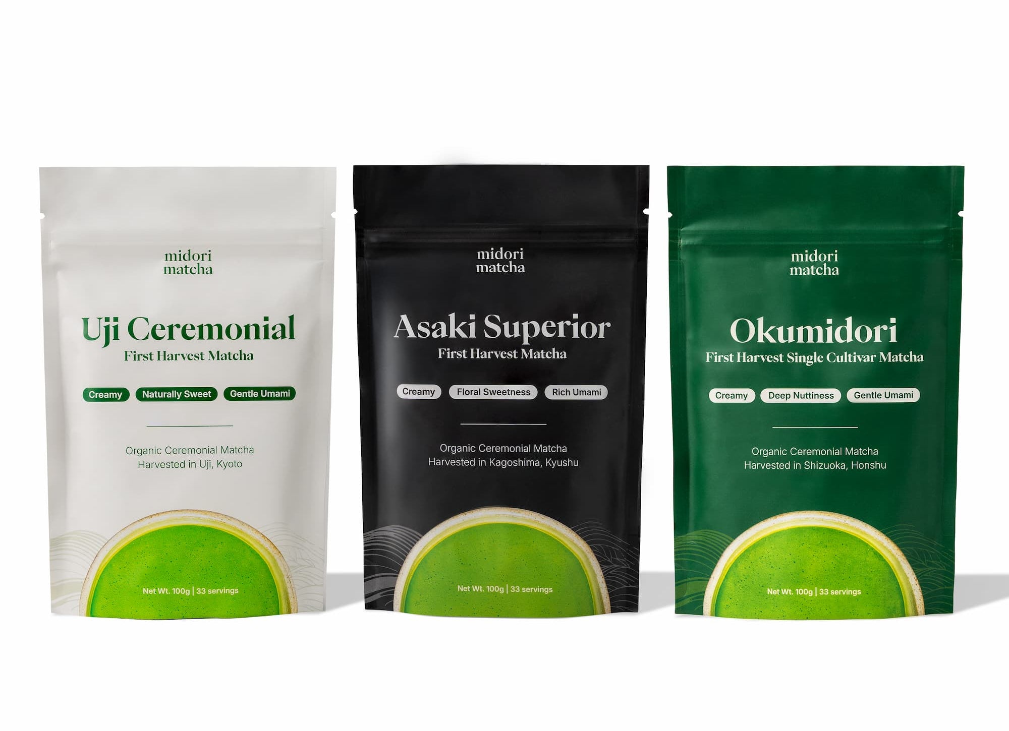 Organic Ceremonial Matcha Pouch Trio