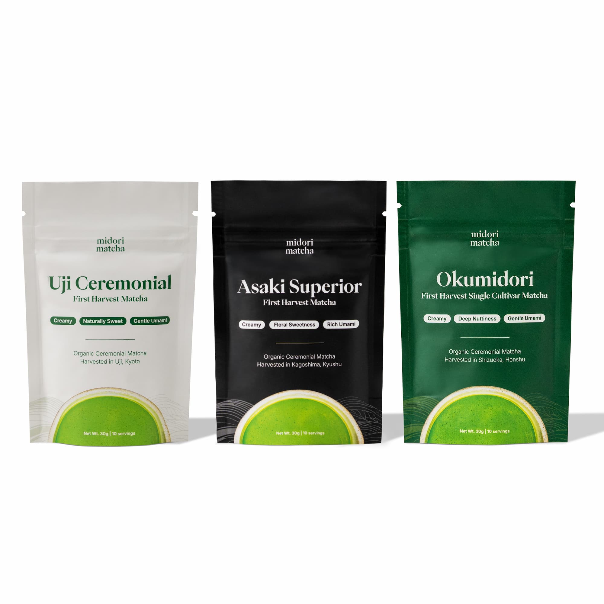 Organic Ceremonial Matcha Pouch Trio