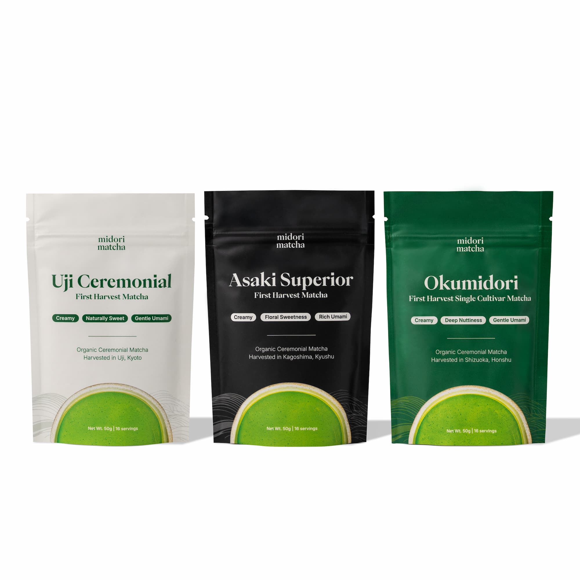 Organic Ceremonial Matcha Pouch Trio